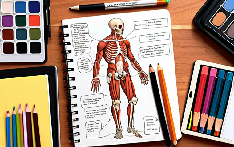 **
Prompt: A vibrant, inspiring workspace filled with art supplies (sketchbooks, pencils, color palettes). A character design study guide open on a desk with hand-drawn anatomy sketches. Focus on the tools and resources an aspiring character designer would use. The scene should evoke creativity, dedication, and the joy of learning. High-quality render with soft, natural lighting.
**