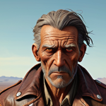 **

"A captivating character design showcasing the 'Art of Visual Storytelling.' The character's attire includes a worn leather jacket, hinting at past adventures. Pay close attention to the character's facial expression which should convey resilience and wisdom through subtle details like wrinkles around the eyes. The color palette is primarily earthy tones with a pop of vibrant color. The composition emphasizes the subject's gaze towards an unseen horizon, invoking a sense of purpose."

**