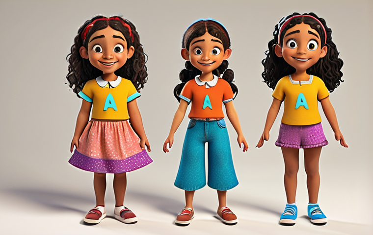 **
A whimsical character design of a friendly young girl for a children's animated series. She has unconventional features, promotes diversity, and wears colorful, upcycled clothing.
**