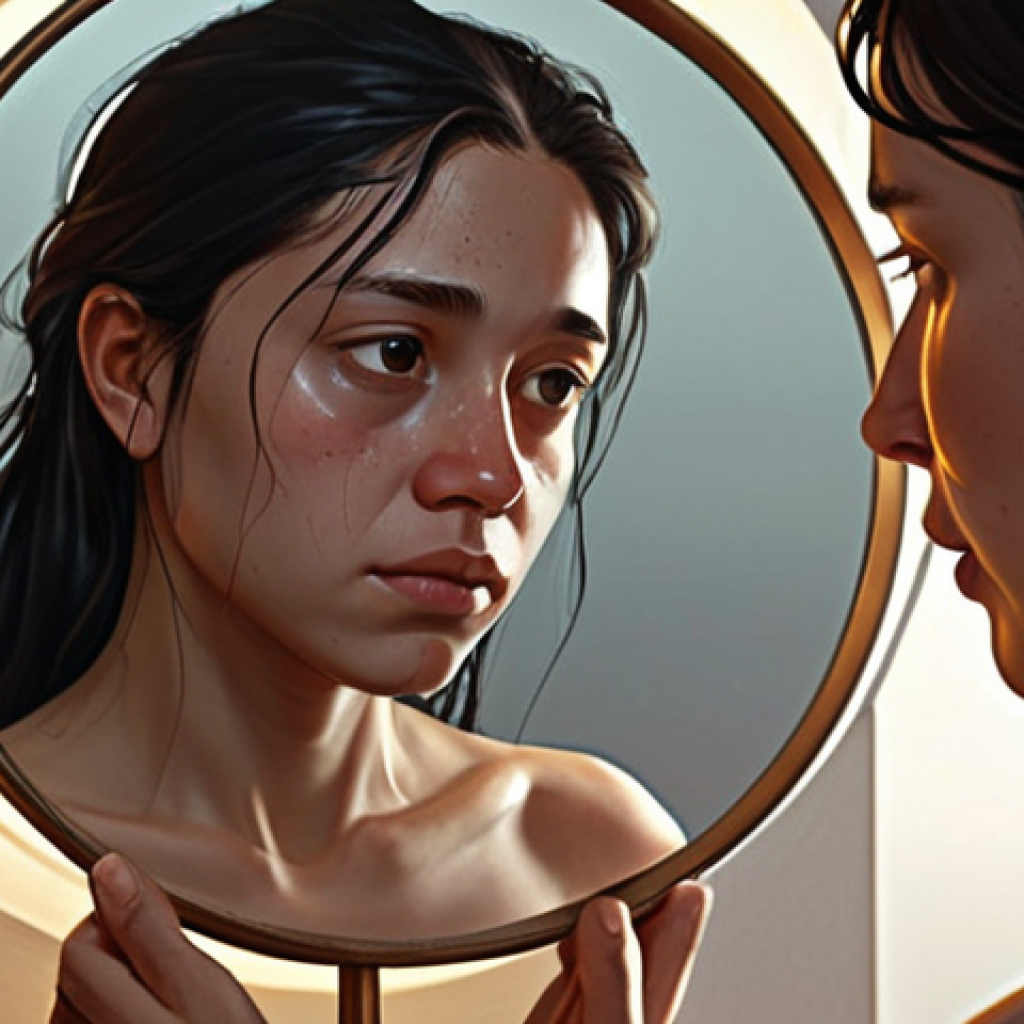 **Prompt:** Concept art depicting a character embodying profound emotional depth and vulnerability. Their design features subtle imperfections, serving as a mirror reflecting an abstract, nuanced emotional landscape – moments of both quiet struggle and serene authenticity. Soft, empathetic lighting accentuates their connection to the viewer, emphasizing the theme of human identification and shared experience. Digital painting, highly detailed, evocative, poignant.