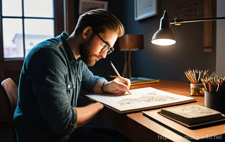 캐릭터디자인 자격증 학습 계획 작성법 - **Certification Celebration:** A female character designer, in her late 20s or early 30s, stands con...