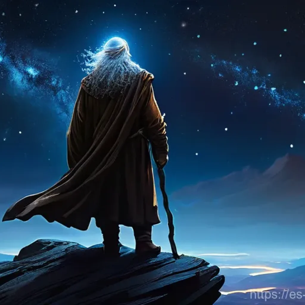 캐릭터디자인 실기 시험 채점 방식의 이해 - **Prompt 1: The Melancholy Star Seeker**
"A lone, elderly 'Star Seeker' standing on a rugged, wi...