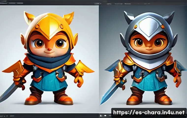 캐릭터디자인 이직 성공 전략 - A character designer's clean and professional digital portfolio displayed on a high-resolution scree...