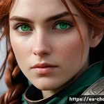 캐릭터디자인 트렌드 분석 - **Prompt: "A close-up, highly detailed portrait of a female adventurer, mid-20s, with a determined y...