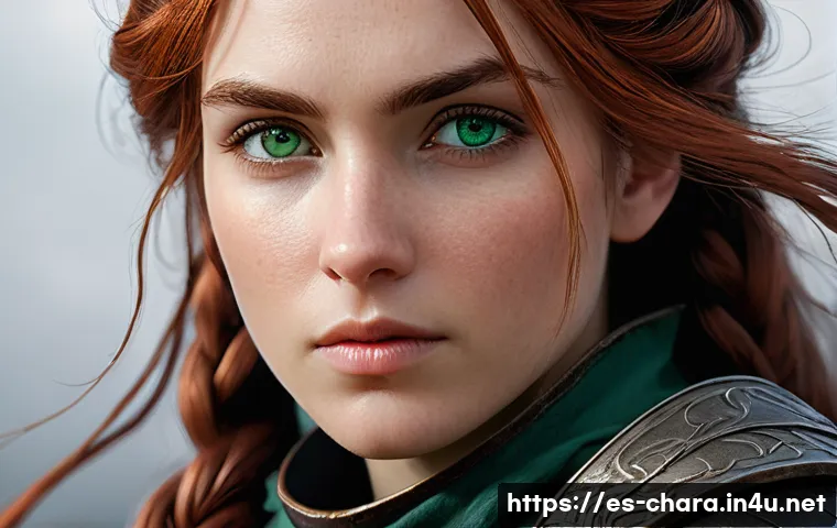 캐릭터디자인 트렌드 분석 - **Prompt: "A close-up, highly detailed portrait of a female adventurer, mid-20s, with a determined y...