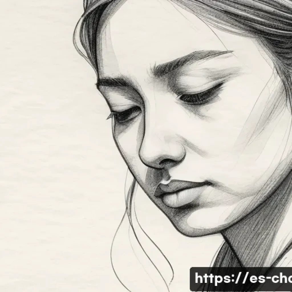 캐릭터디자인에 필요한 손그림 스킬 - A detailed hand-drawn sketch of a thoughtful character expressing subtle sadness, using soft, trembl...
