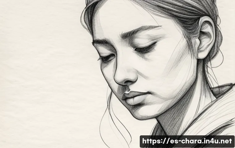 캐릭터디자인에 필요한 손그림 스킬 - A detailed hand-drawn sketch of a thoughtful character expressing subtle sadness, using soft, trembl...