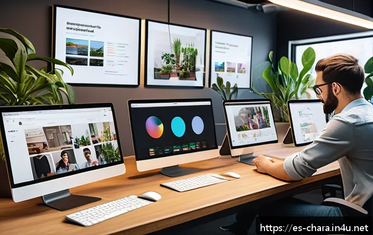 캐릭터디자인 직무에서 협업 스킬 향상 방법 - A vibrant creative workspace featuring a diverse team of character designers collaborating online vi...
