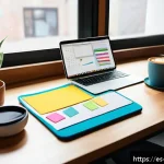 캐릭터디자인 직무에서의 성과 관리 방법 - A digital artist&rsquo;s cozy creative workspace featuring a modern drawing tablet with pressure-sensitive...