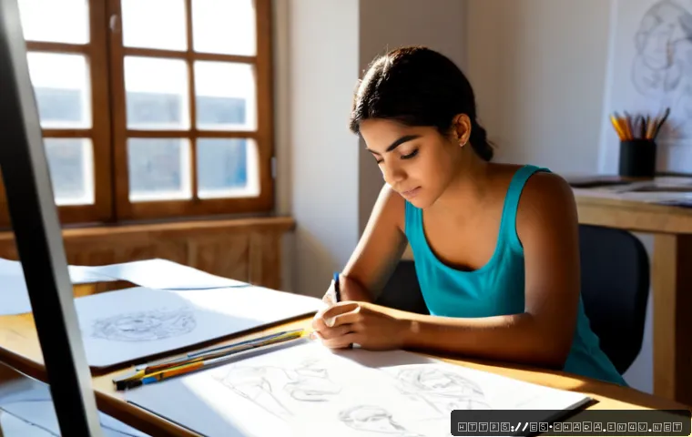 Home 30 캐릭터디자인 자격증 실기 시험 성공 사례 - Photorealistic successful character design certification practical exam scene in a bright Spanish ar...